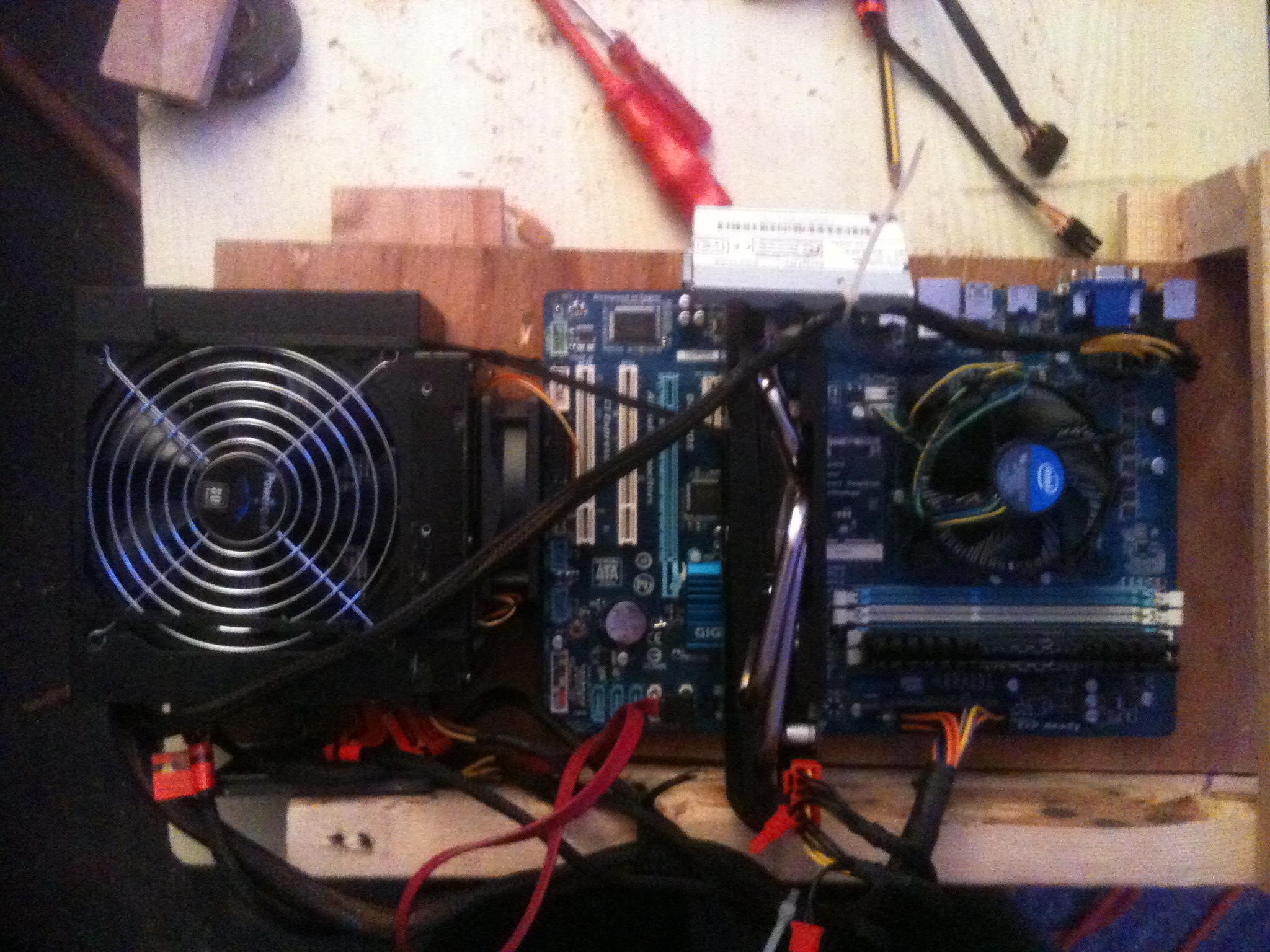 a hackintosh in it's open wooden case