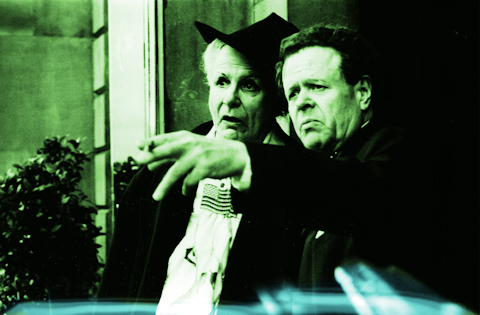 Bob Kingdom Seen Here As Dylan Thomas Having An Impossible Chat With Quentin Chrisp (Betty Bourne), photographed by me at the Edinburgh Festival once upon a time