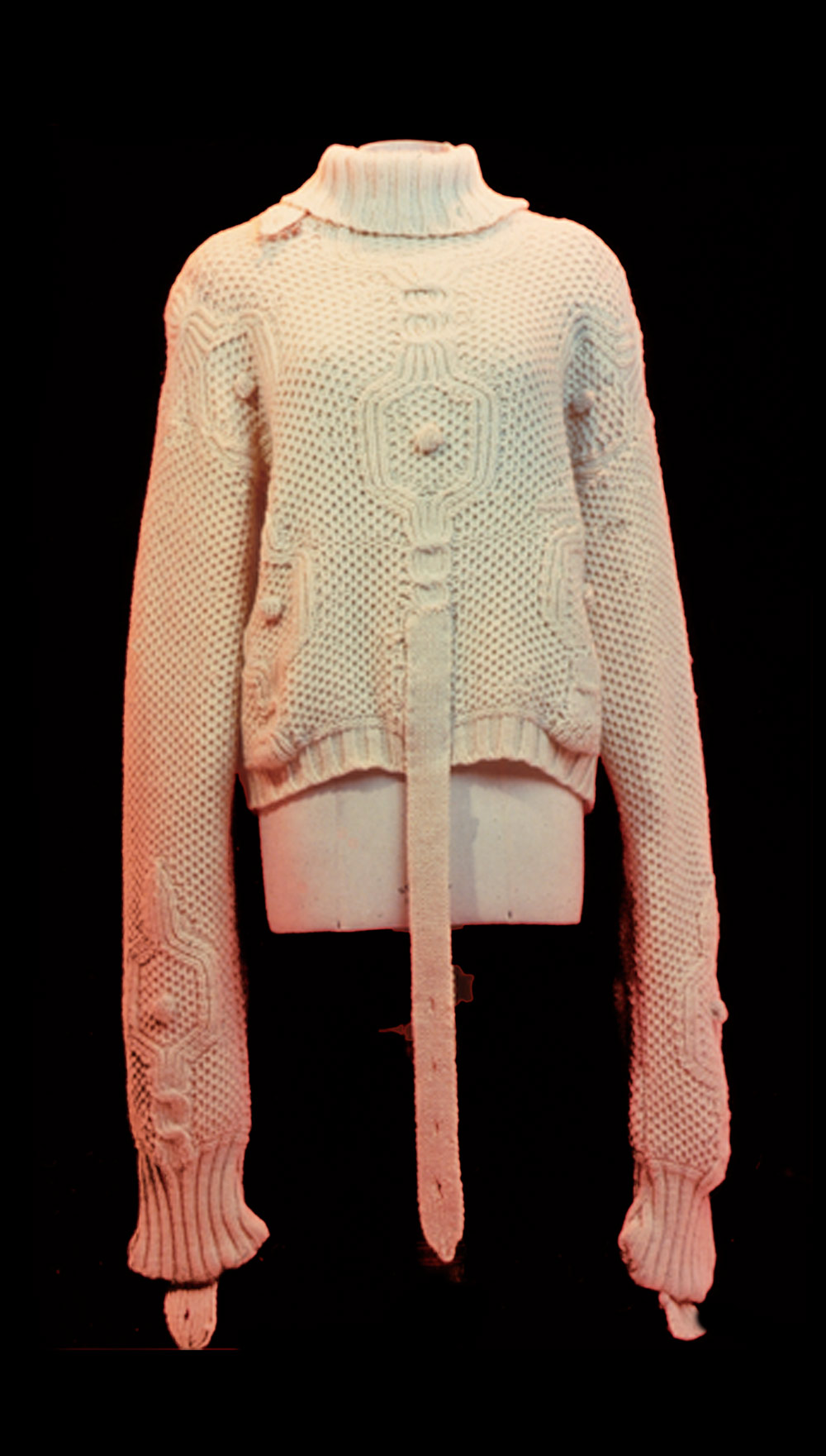 ‘Nobody Told Me (There Would Be Days Like These)’ Hand knitted Arran wool straight jacket 1995.